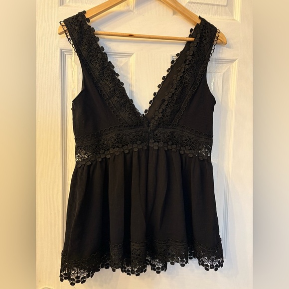 Venus black lace lined babydoll v-neck size 10 zip back top or mini dress - Picture 5 of 12